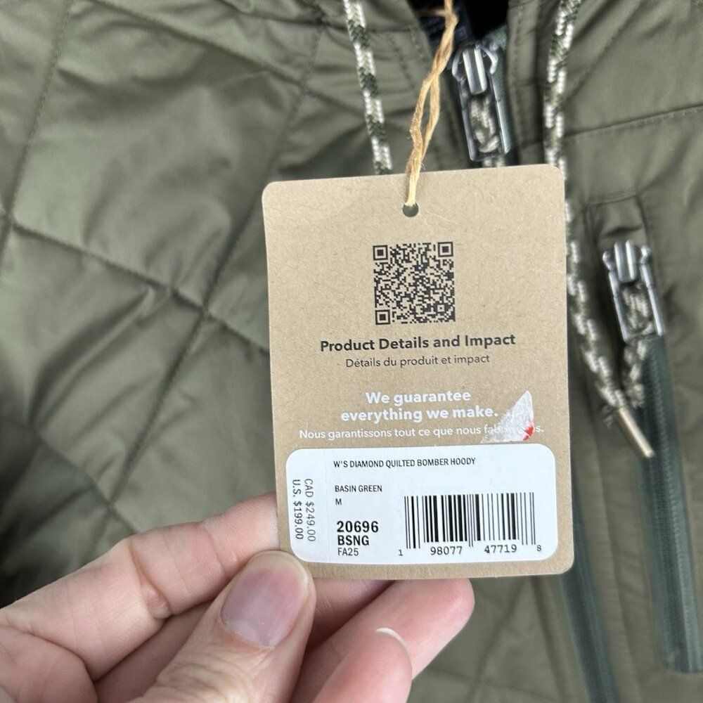 Patagonia Women’s Diamond Quilted Bomber Hoody Jacket Size Medium Basin Green - Picture 4 of 11